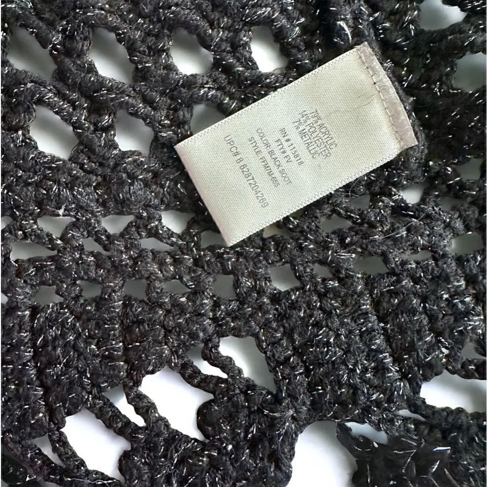 Metro 7 Sparkle Crochet Knit Top Black Size Small